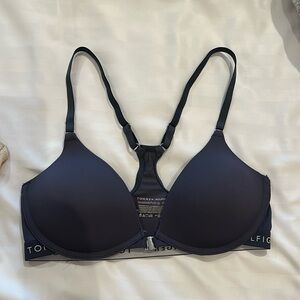 Tommy Hilfiger dark grey Raceback Push Up bra Front closure 34B